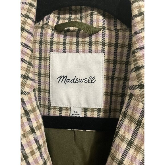 MADEWELL Dorset Oversized Double Breasted Plaid Blazer Preppy Clueless XS - Picture 7 of 14